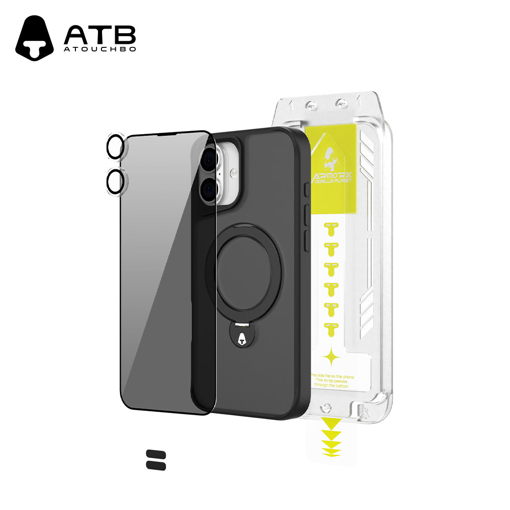 360° Swivel Bracket Shell Anti-Surveillance Tempered Film Set (with T-Type Second Sticker Artifact)