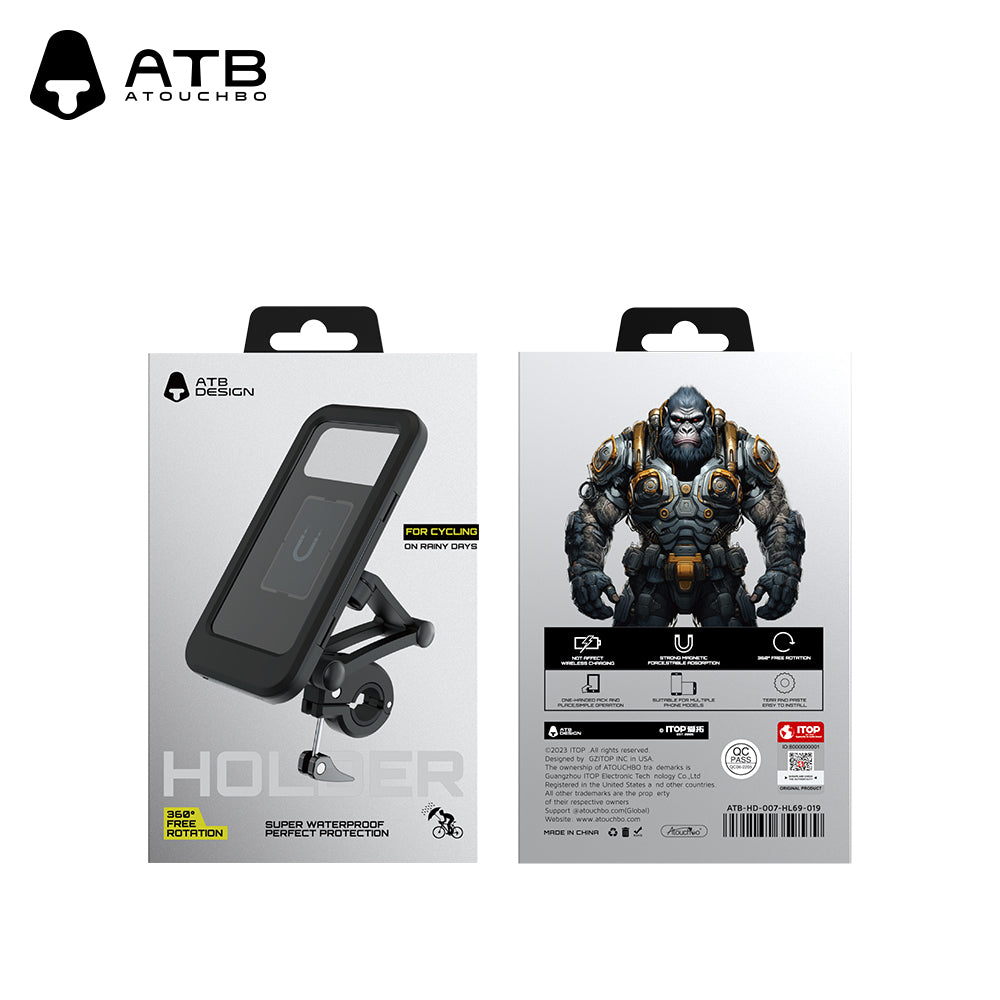 Atouchbo Phone Holder For Electric Scooter And Motorcycle Waterproof Adjustable Mobile Phone Holder