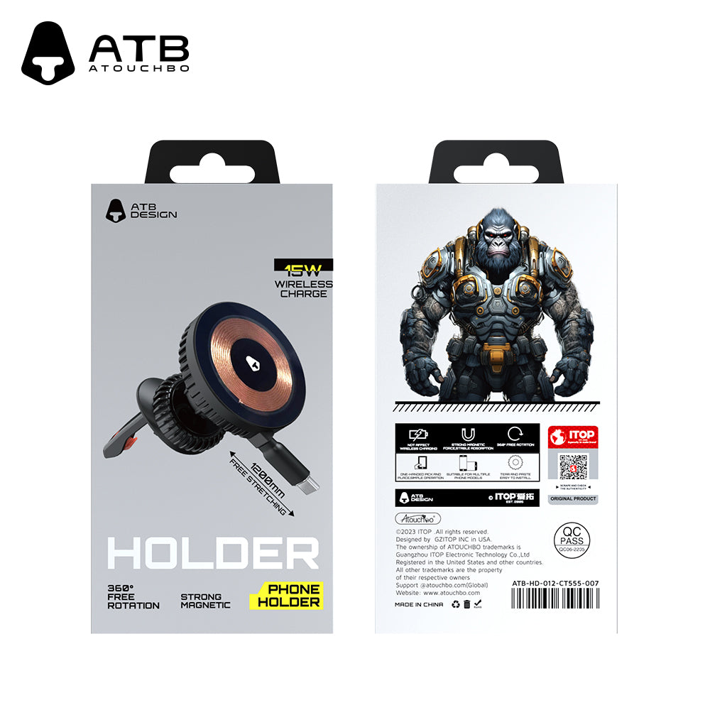 Fast Charging Phone Holder For Car Magnetic Car Holder With Ambient Light Wireless Charging Phone Holder