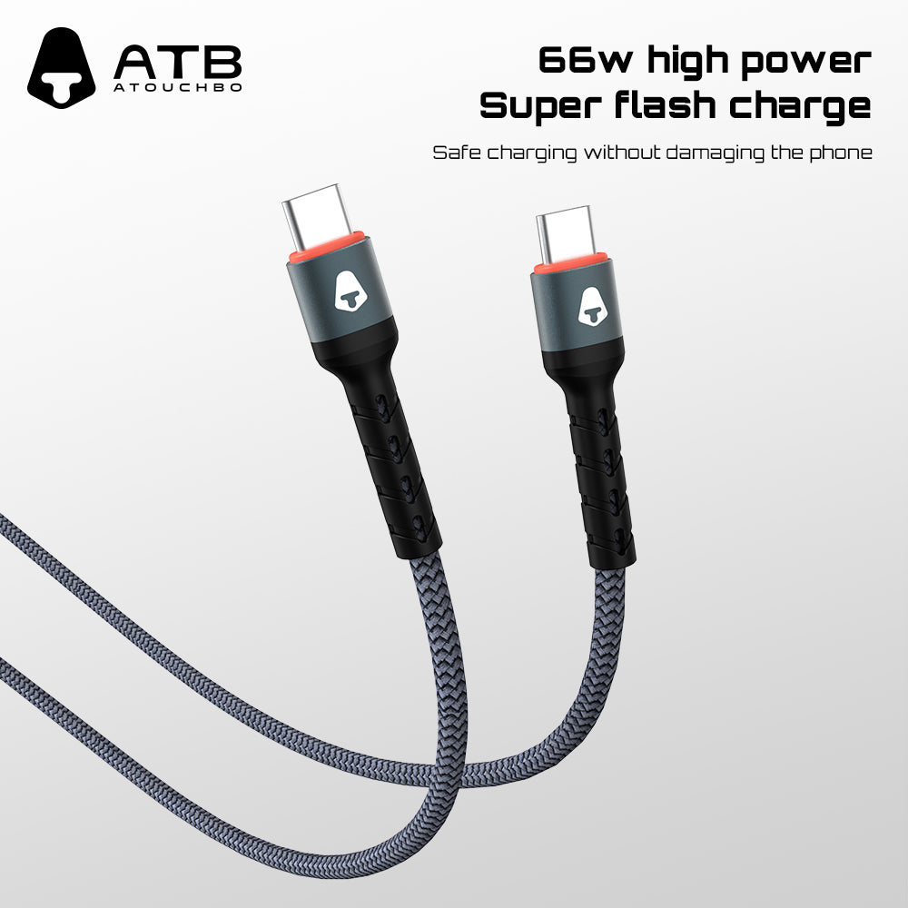 Atouchbo Wholesale Charging Cable Nylon Braided Aluminum Alloy Usb Cable Mobile Phone Fast Charging Usb Data Cable Type C ( 10 pcs)