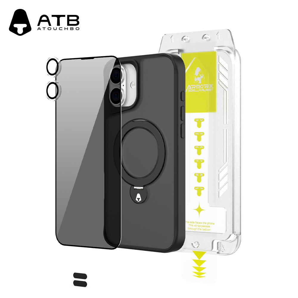 360° Swivel Bracket Shell Anti-Surveillance Tempered Film Set (with T-Type Second Sticker Artifact)