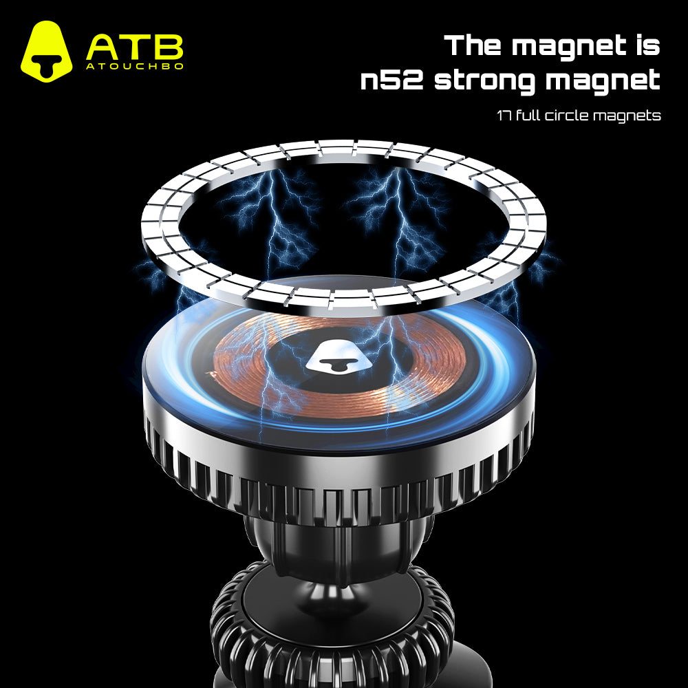 Fast Charging Phone Holder For Car Magnetic Car Holder With Ambient Light Wireless Charging Phone Holder