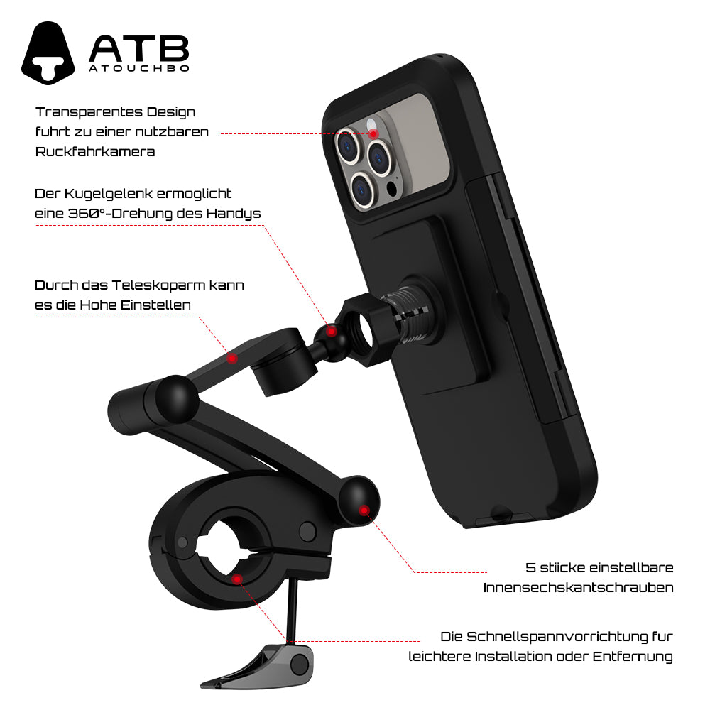 Atouchbo Phone Holder For Electric Scooter And Motorcycle Waterproof Adjustable Mobile Phone Holder