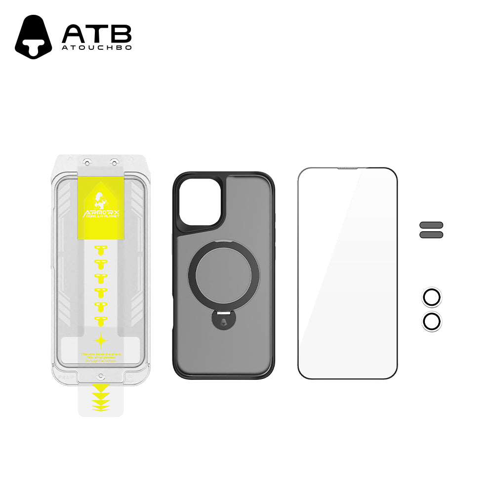 360° Rotating Bracket Shell HD Tempered Film Set (with T-Type Second Sticker Artifact)
