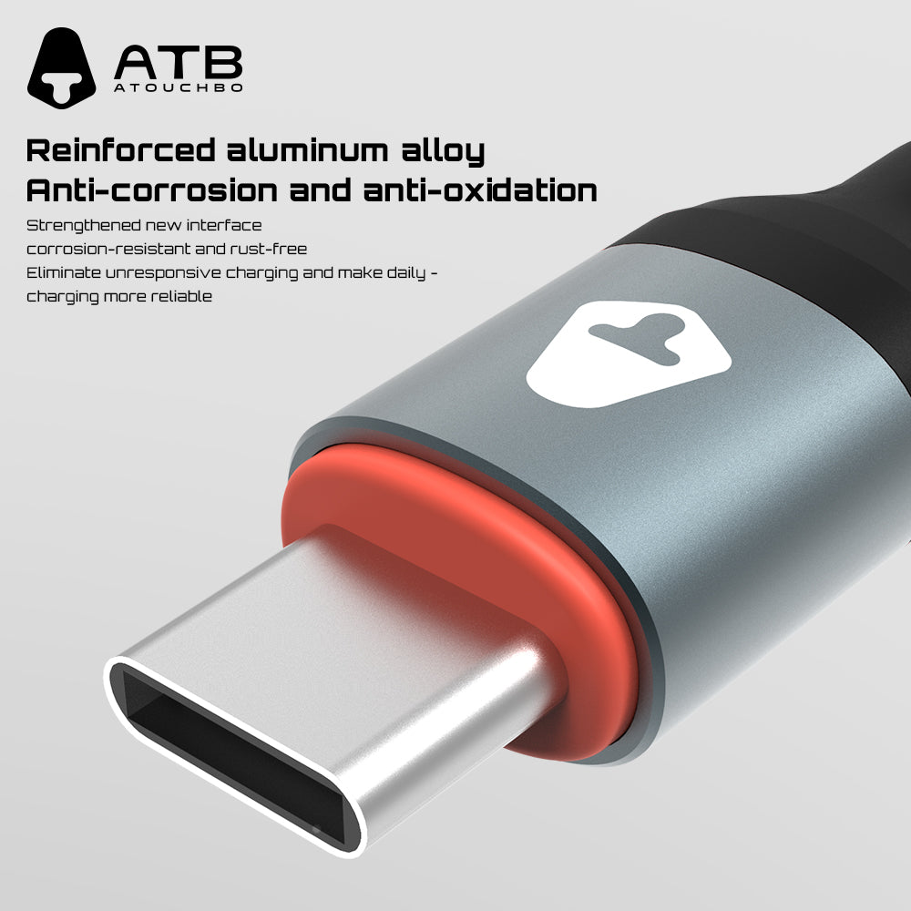 Atouchbo Wholesale Charging Cable Nylon Braided Aluminum Alloy Usb Cable Mobile Phone Fast Charging Usb Data Cable Type C ( 10 pcs)