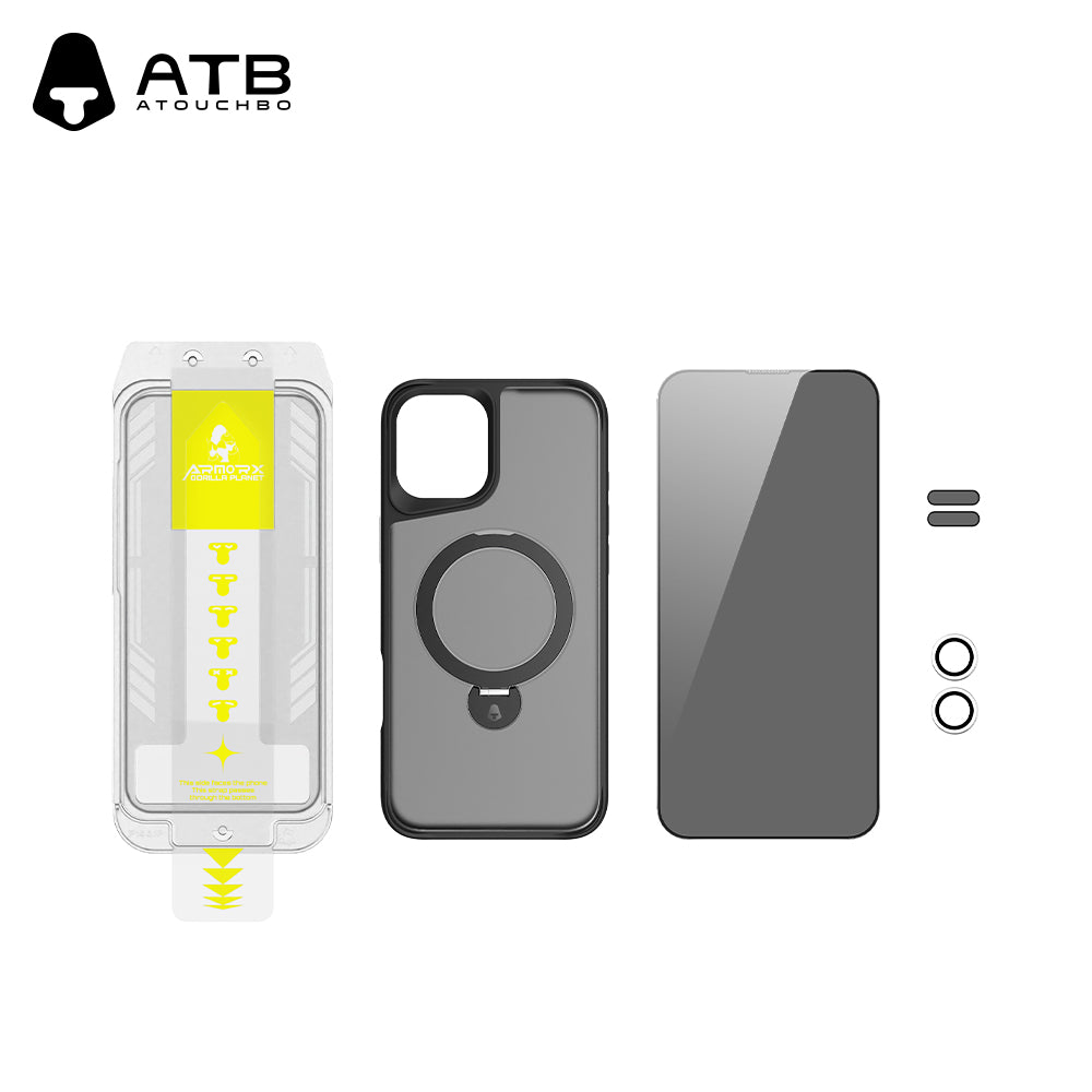 360° Swivel Bracket Shell Anti-Surveillance Tempered Film Set (with T-Type Second Sticker Artifact)