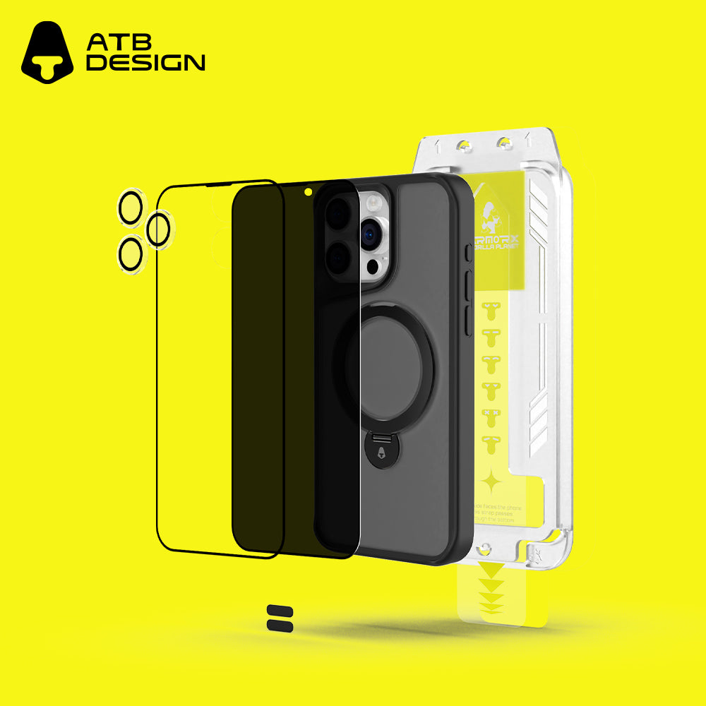 360° Rotating Bracket Shell Tempered Film Set B (with T-type second sticker artifact)