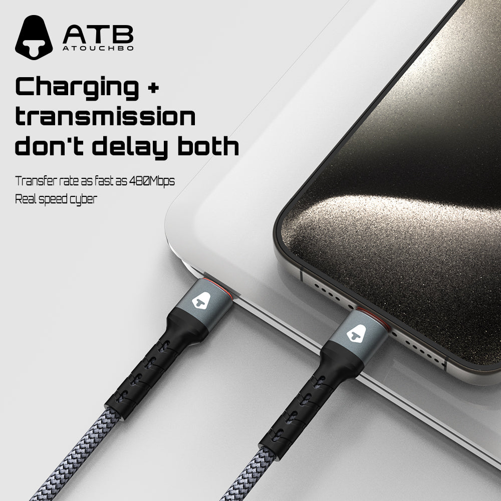 Atouchbo Wholesale Charging Cable Nylon Braided Aluminum Alloy Usb Cable Mobile Phone Fast Charging Usb Data Cable Type C ( 10 pcs)