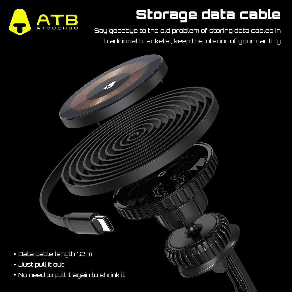 Fast Charging Phone Holder For Car Magnetic Car Holder With Ambient Light Wireless Charging Phone Holder