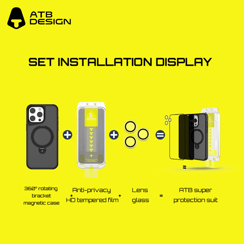 360° Rotating Bracket Shell Tempered Film Set B (with T-type second sticker artifact)