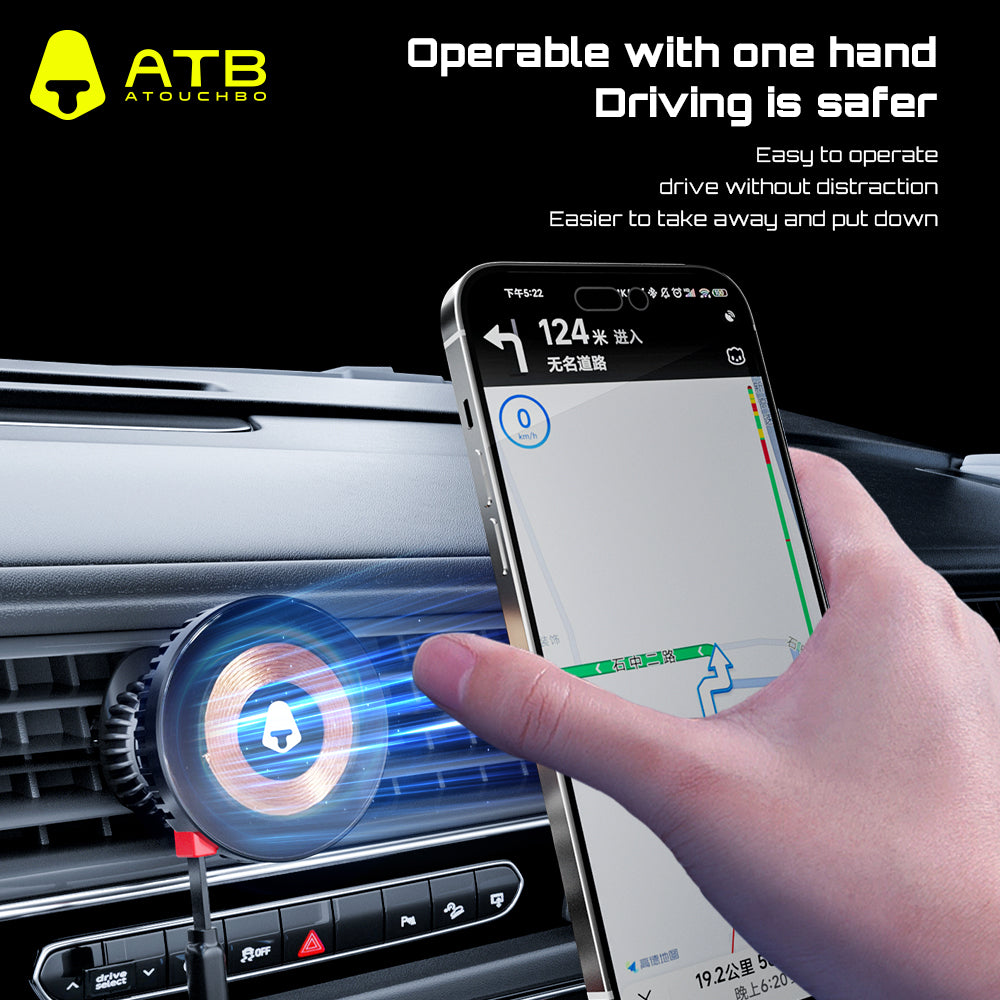 Fast Charging Phone Holder For Car Magnetic Car Holder With Ambient Light Wireless Charging Phone Holder
