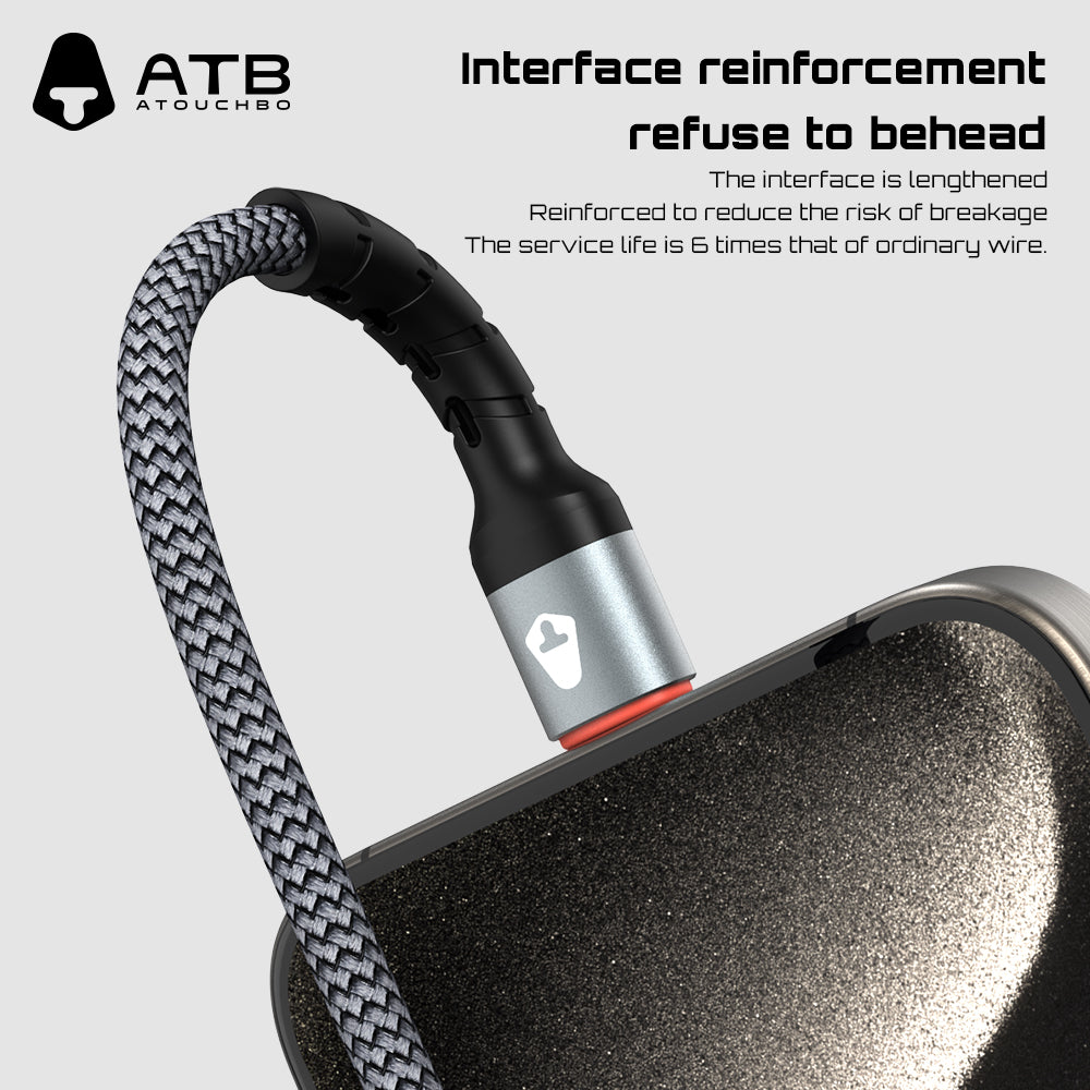 Atouchbo Wholesale Charging Cable Nylon Braided Aluminum Alloy Usb Cable Mobile Phone Fast Charging Usb Data Cable Type C ( 10 pcs)