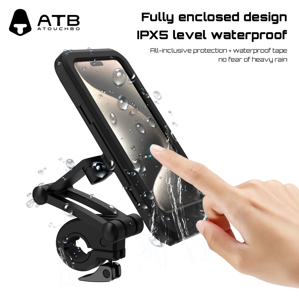 Atouchbo Phone Holder For Electric Scooter And Motorcycle Waterproof Adjustable Mobile Phone Holder