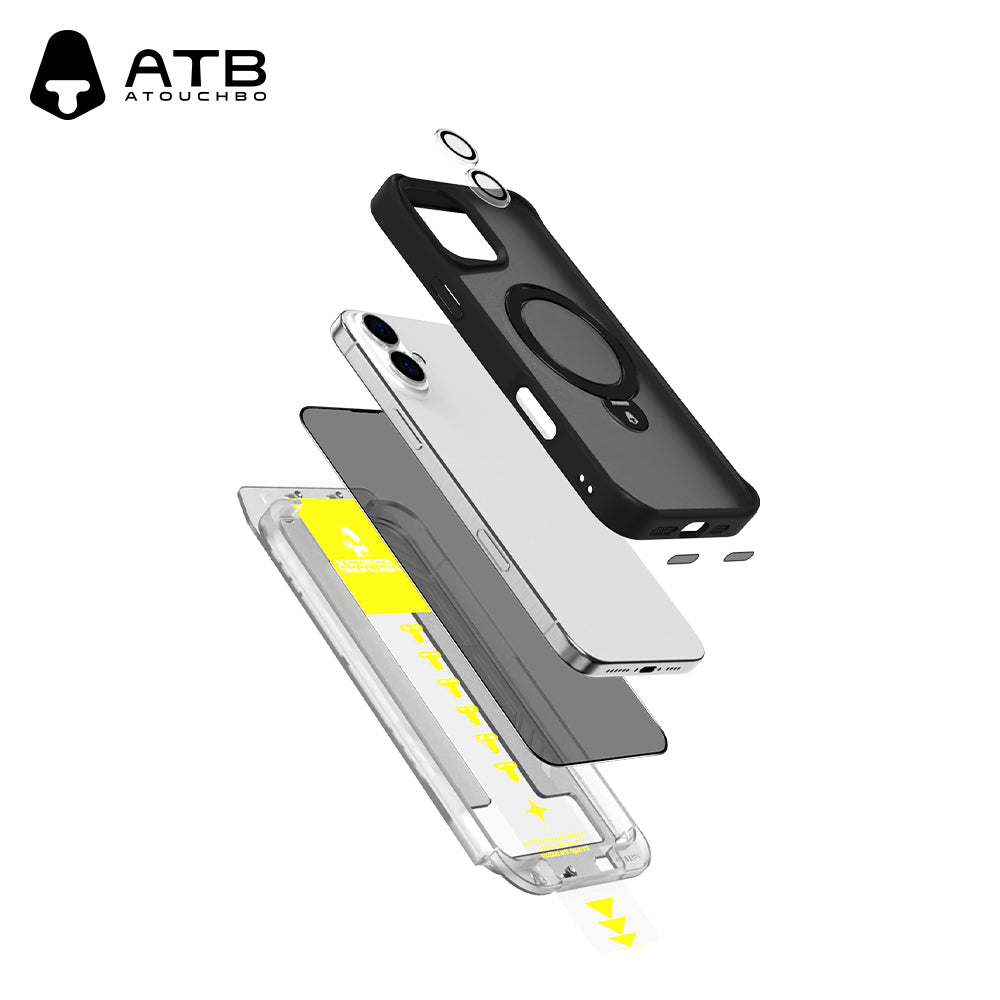 360° Swivel Bracket Shell Anti-Surveillance Tempered Film Set (with T-Type Second Sticker Artifact)