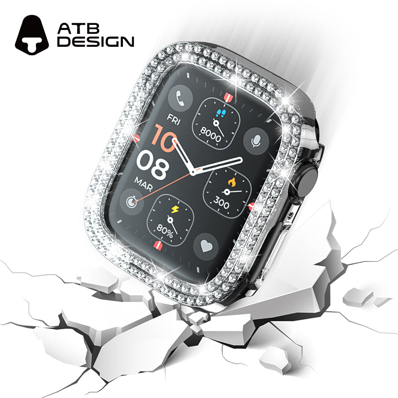 ATB Titan Series plated monochrome skeletonized case with two rows of diamonds