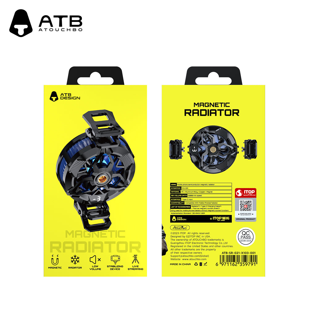 ATB mobile phone back clip semiconductor radiator with three wind speeds can adjust the temperature with digital display