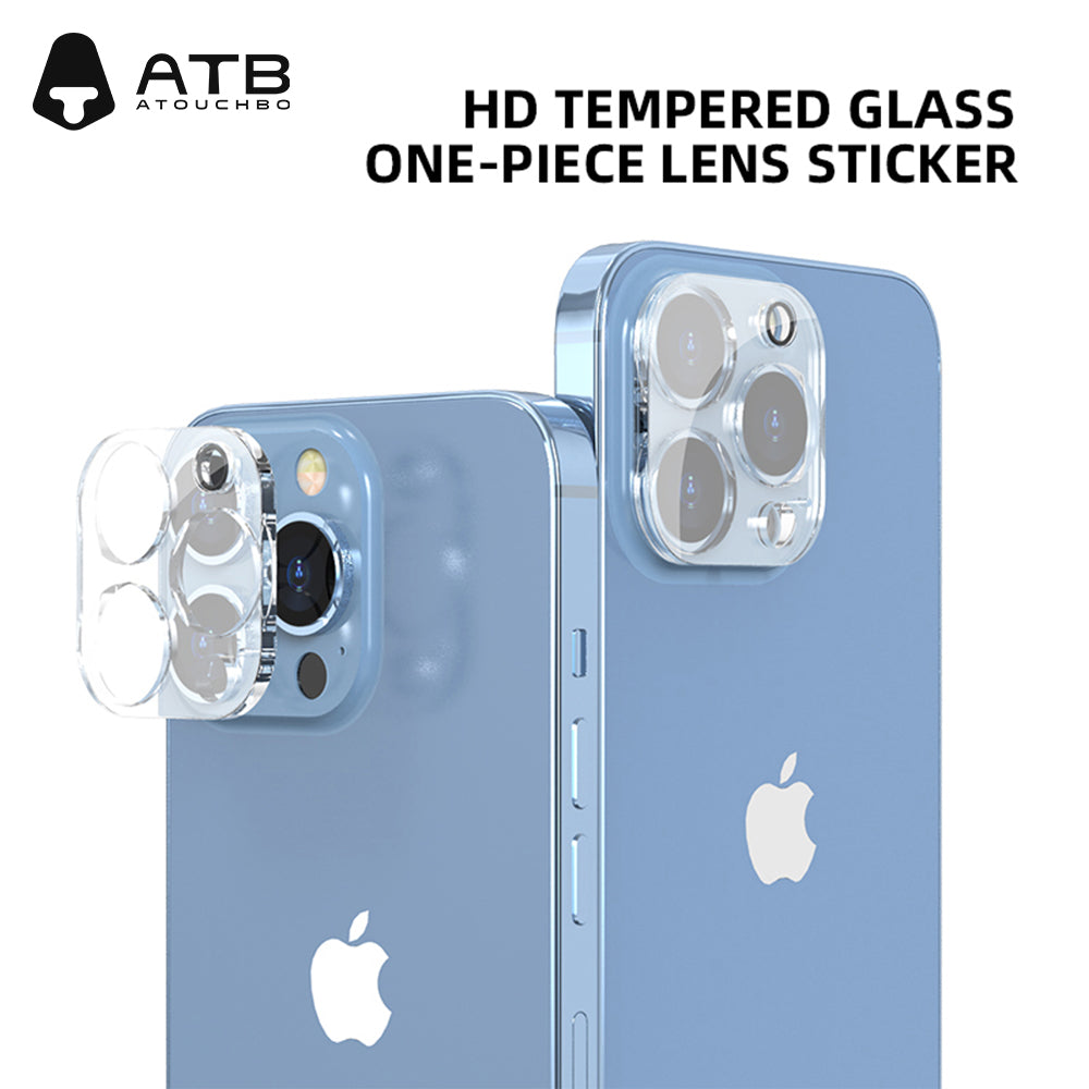 HD tempered glass one-piece lens sticker+Metal for iPhone Camera Lens Protector