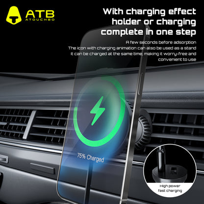 Fast Charge Mobile Phone Mount Wireless Charger 15w Led Light Fast Charging Wireless Charger Magnetic Car Phone Holder