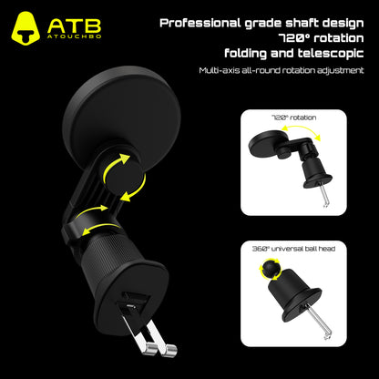 ATB Universal Aluminum Alloy Mobile Phone Holder 360 Rotation Adjustable Folding Magnetic Car Mount Air Vent Phone Holder