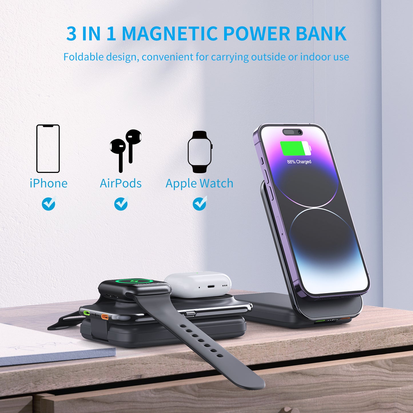 3IN1 Wireless power bank MP02