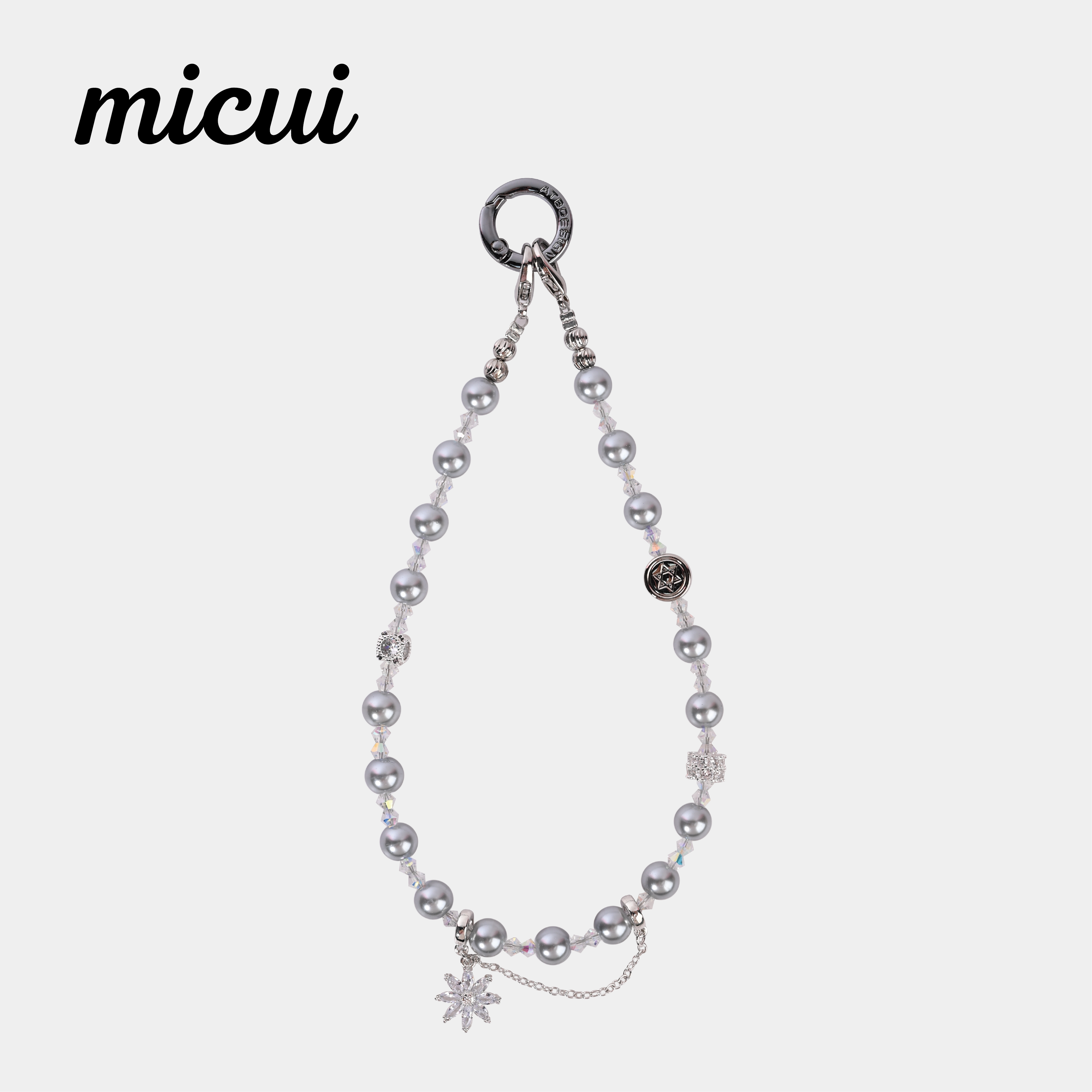 Mist Grey Bead Flower Pendant MAB118-D