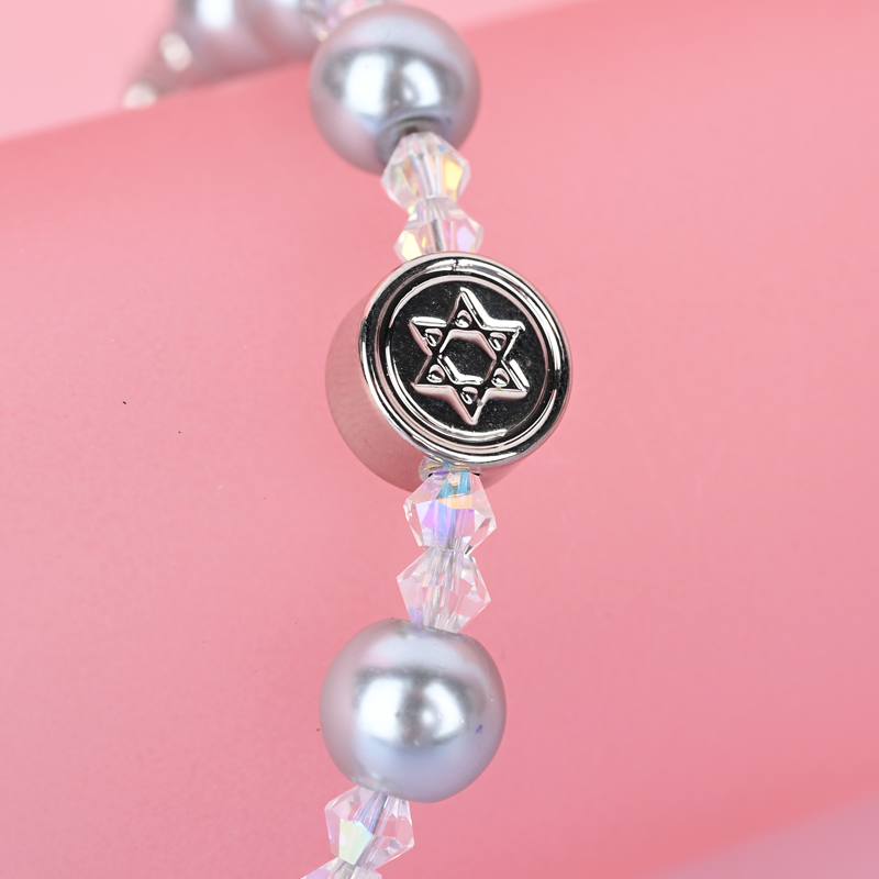 Mist Grey Bead Flower Pendant MAB118-D