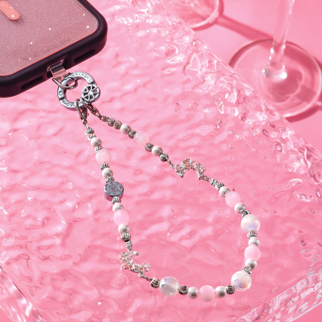 Pink stamen flower letter-QAB190
