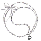 Purple Pearl Bow Long Chain QAB145