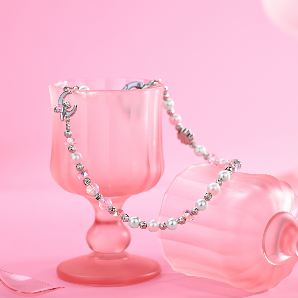 Moon Falling Pink Beads QAB199