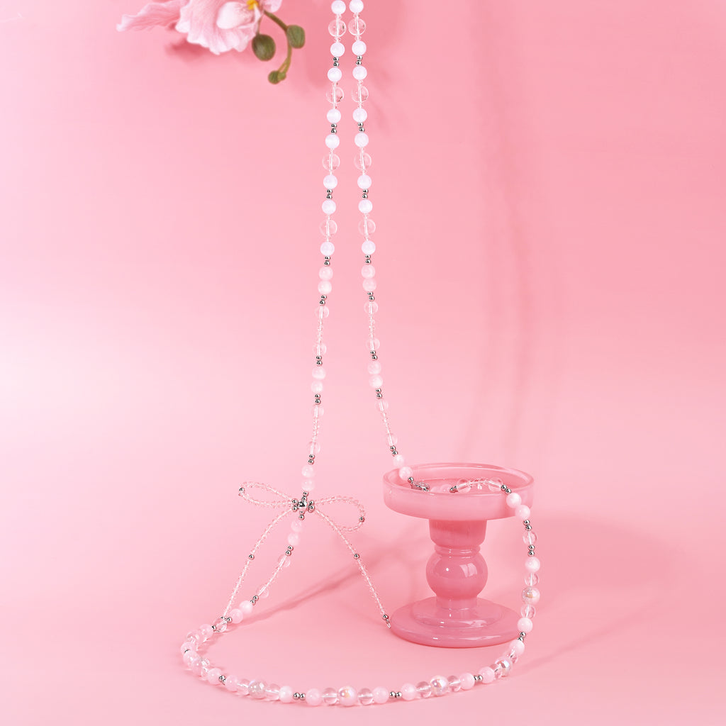 Pink cat eye long chain-QAB170