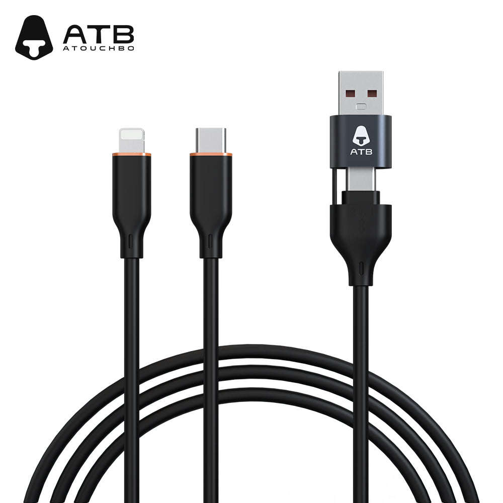 Silicone USB 2 in 1 Data Cable For iPhone 14 15 Pro Max USB C Type-C to PD 20W Fast Charging USB Cable For iPhone Charger Cable ( 10 pcs)