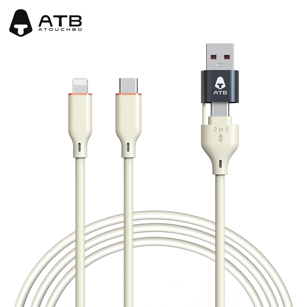 Silicone USB 2 in 1 Data Cable For iPhone 14 15 Pro Max USB C Type-C to PD 20W Fast Charging USB Cable For iPhone Charger Cable ( 10 pcs)